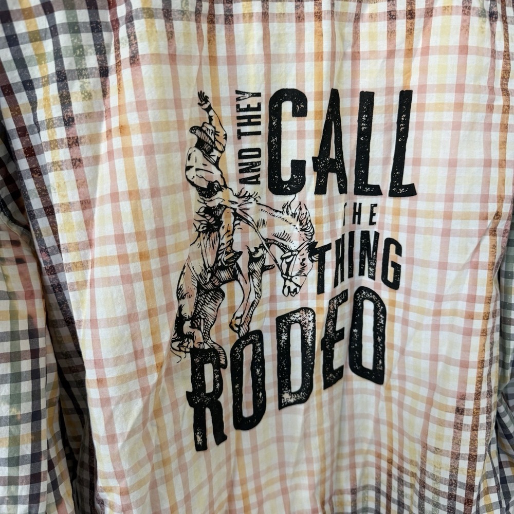 Echo Men's XXL Plaid Bleached Rodeo Cowboy Western Long Sleeve Button Up Shirt